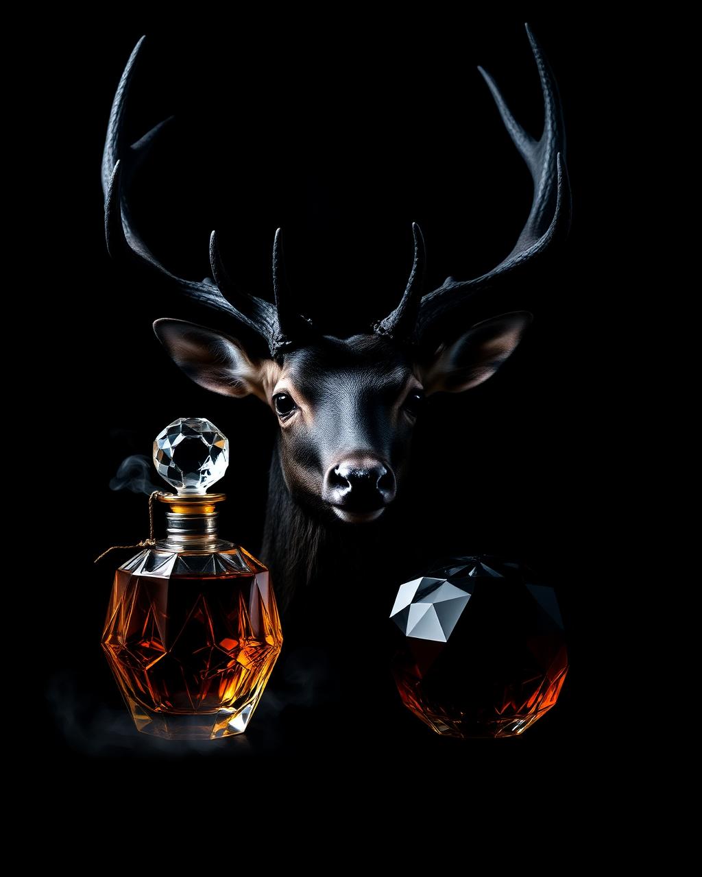Black stag beside the Midnight Resin flacon